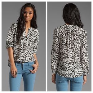 Joie leopard print silk button front blouse top